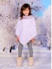 Kids Soft Faux Fur Poncho W/  Diagonal Pattern and Faux Fur Neckline (3-7 Years Old) 